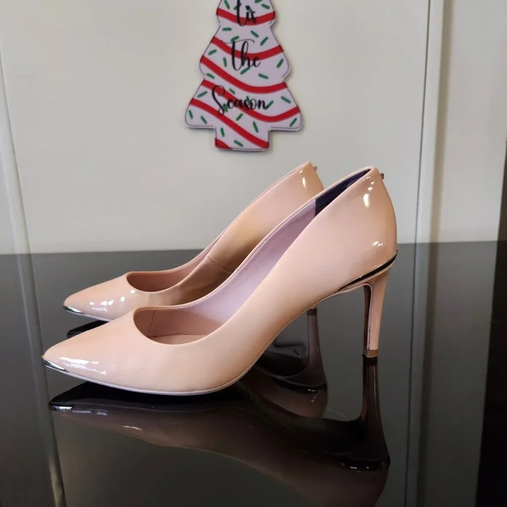 Ted Baker London Blush Pink Patent Pointed-Toe Pumps - Picture 3 of 6